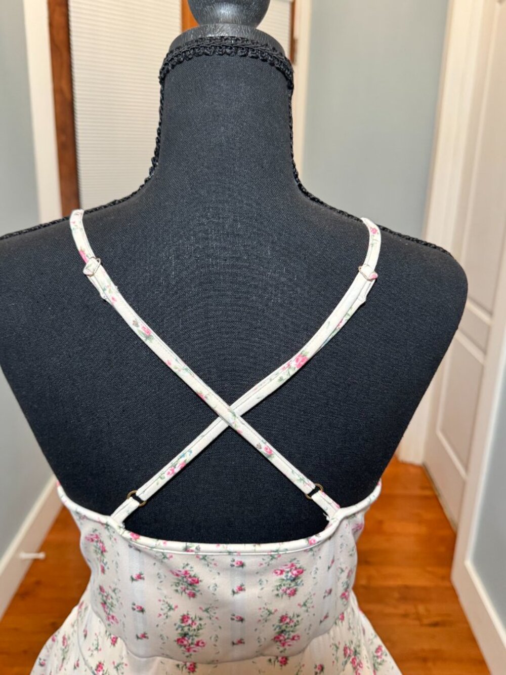 LoveShackFancy Zepelin Mini Dress Romper Floral Cream Pink M - Picture 6 of 13